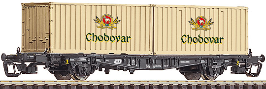 Container wagon loaded with two 20’ containers "Chodovar"<br /><a href='images/pictures/Roco/37505.jpg' target='_blank'>Full size image</a>